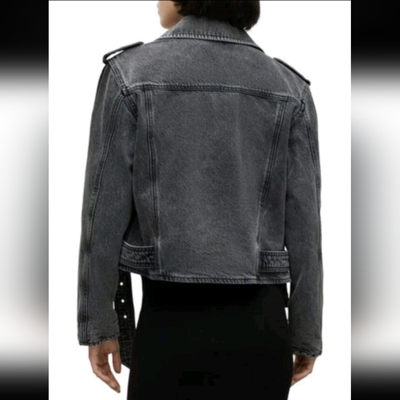 NWOT ALL SAINTS BALFERN DENIM BIKER JACKET IN WASHED GRAY - Picture 4 of 12